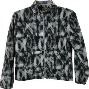 Eddie Bauer Kids Full Zip Black Gray Fleece Jacket Size Medium (10/12)